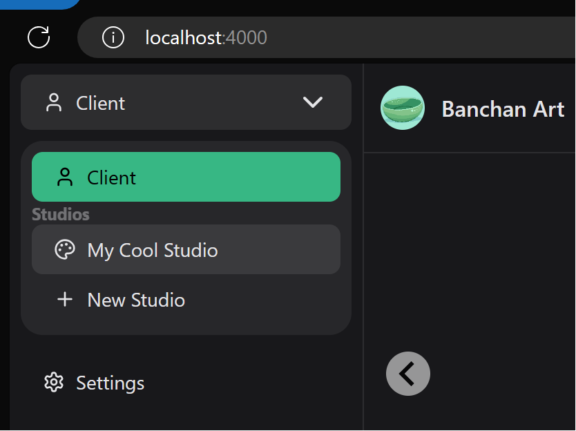 studio dropdown for artists