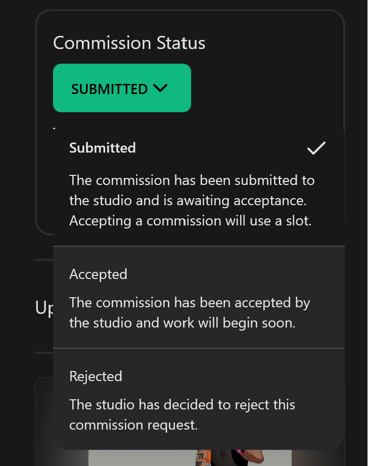 status dropdown